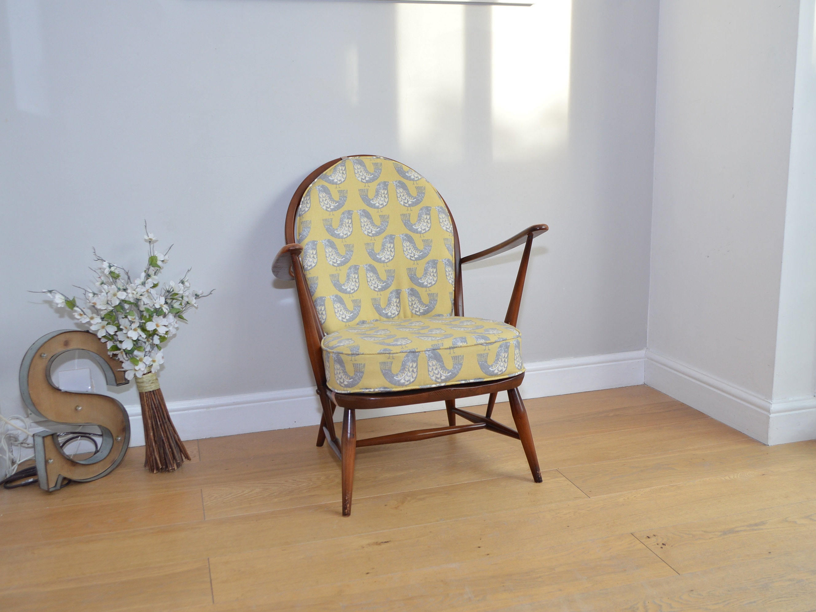 Ercol Armchair Fleur De Lys Tub Chair With Mustard Cushion Mid Century Etsy UK