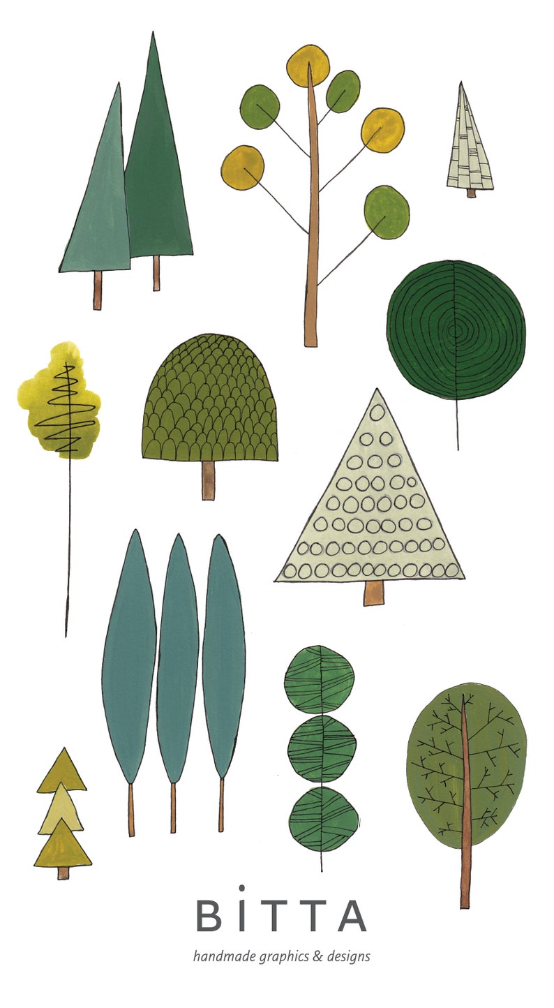 Hand-Painted Watercolor Tree Clipart