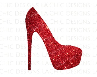 Red Glitter High Heel Png Transparent Clipart Design, Fashion Png, PNG Sublimation, T-shirt Designs, Pumps, Heels, Fashion Png, Logos