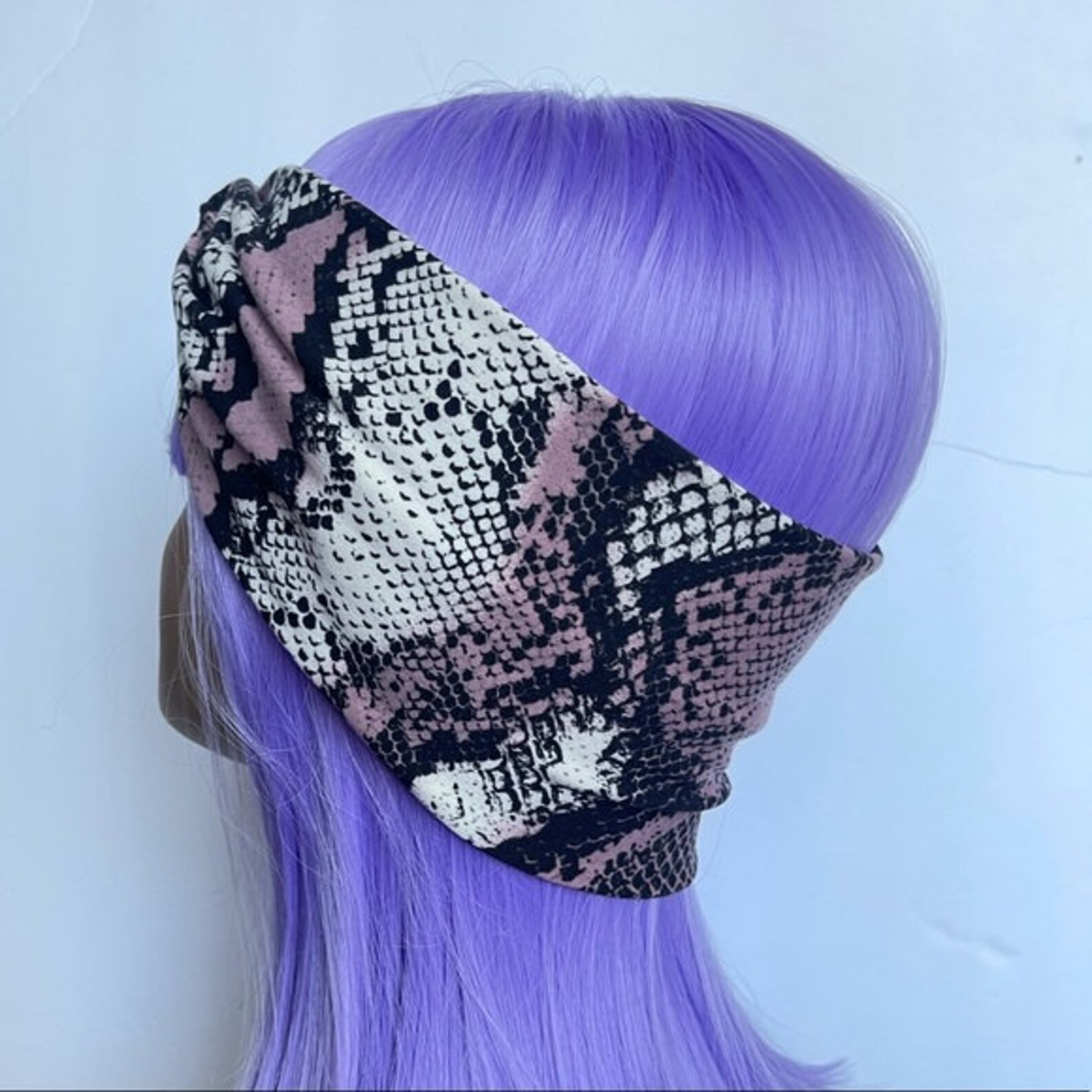 Mauve Snake Print Turban Headband Etsy