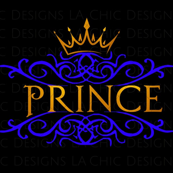 Royal Blue & Gold Prince Png Transparent Clipart Design, Baby Boy Png, PNG Sublimation, Wall Decals, T-shirt Designs