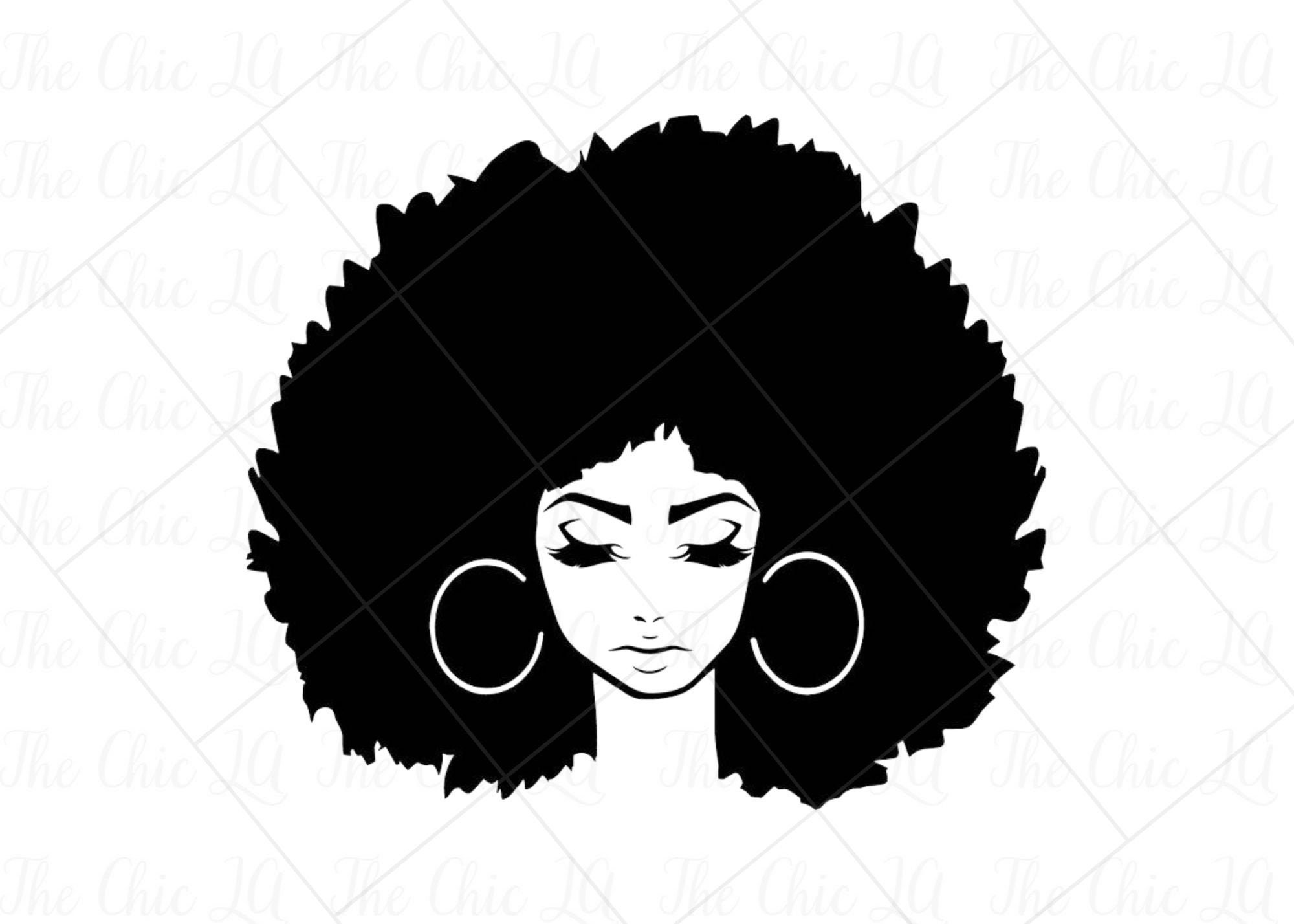 Afro With Hoops Black With Transparent Background PNG - Etsy Afro With Hoops Black With Transparent Background PNG - Etsy