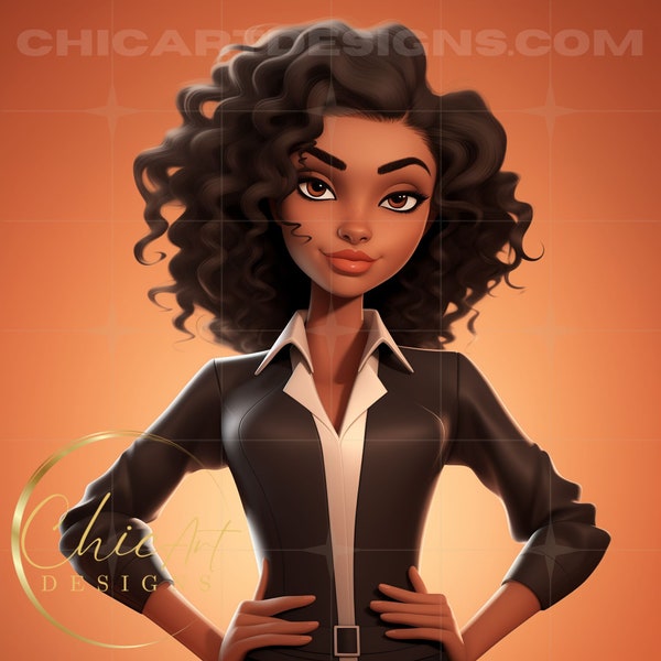 Animated African American Woman Cartoon Character PNG Illustration, Writer's, Book Cover Design, Storytelling, Art Prints