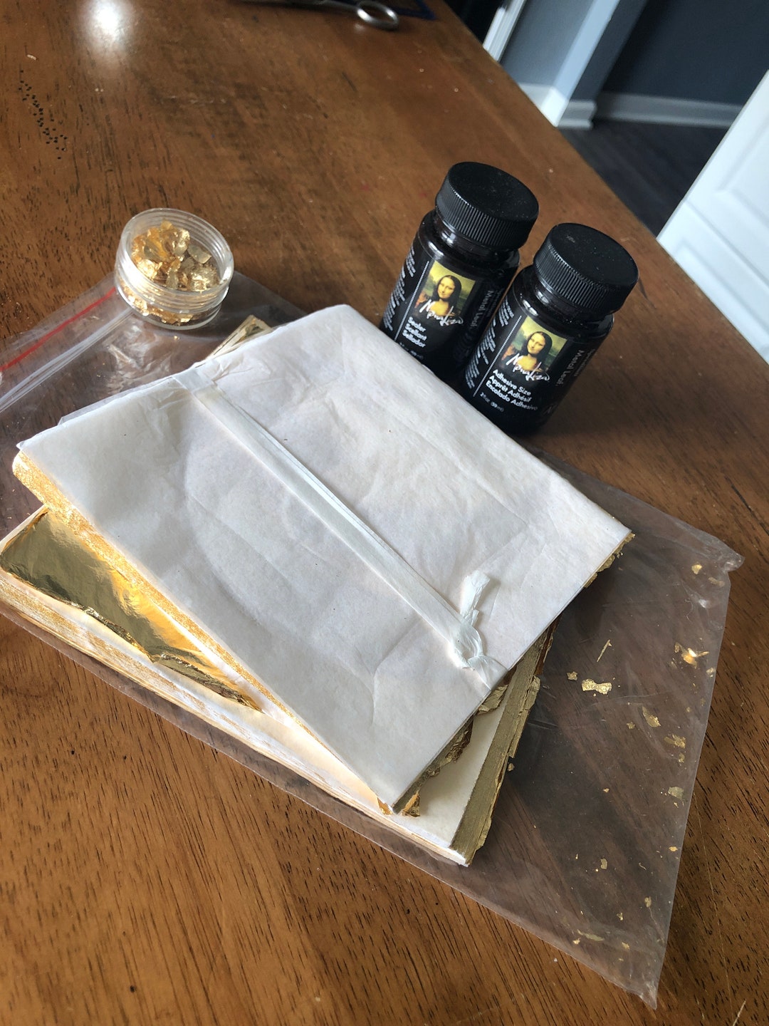 Gold Leaf Sheets , Adhesive and Sealer Approximately 50 Etsy