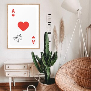 Bold Wall Art | Instant Downland | Urban Decor | Ace of Hearts | Lucky You Wall Art |Trendy Printable Art | Retro Bar Cart Decor | Printable