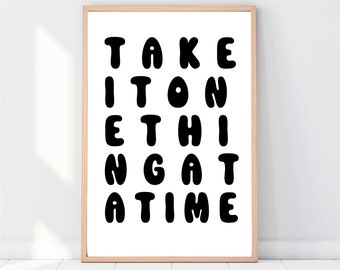 Inspirational Wall Art | Motivational Poster | Office Art | One Thing At A Time | Digital Download | Retro Art