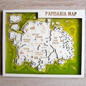 World of Warcraft Pandaria Map – 3D Wooden & Resin WoW Map