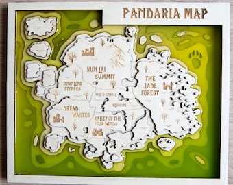 World of Warcraft Pandaria Map - 3D WoW Holz & Resin Landkarte