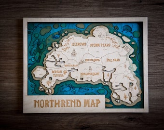 Nordend Map - World of Warcraft 3D WoW Holz & Resin Landkarte