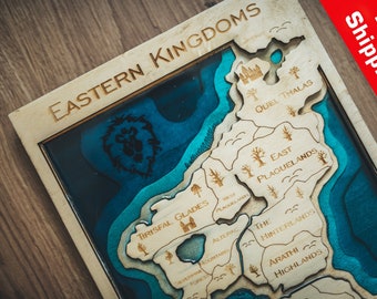 Östliche Königreiche Landkarte - World of Warcraft aus Holz & Resin 3D WoW Landkarte