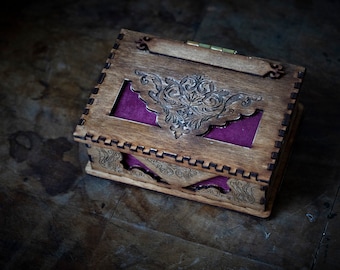 Jewellery Wooden music box, Handmade box, Wooden jewellery stash box with vintage look, Wizarding wooden box, Aladdin jewellery box