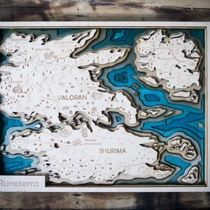 League of Legends Runeterra Weltkarte, League of Runeterra, Runeterra Weltkarte, Runeterra Holzkarte, World of Runeterra