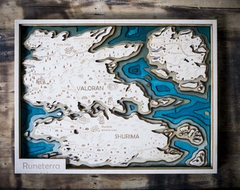 League of Legends Runeterra Landkarte aus Holz, 3D Resin Resin