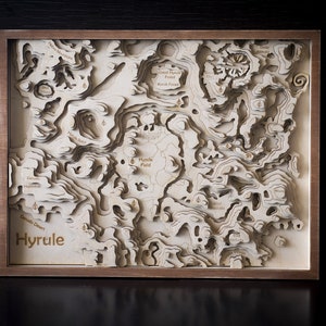 3D Hyrule map, The Legend of Zelda: Breath of the Wild Map, Handmade Zelda wooden map, World of Zelda, Laser Cut Wood Multilayer Custom map