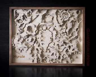 3D Hyrule map, The Legend of Zelda: Breath of the Wild Map, Handmade Zelda wooden map, World of Zelda, Laser Cut Wood Multilayer Custom map
