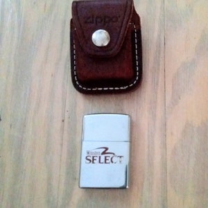 Vintage Zippo Flip Top Lighter & Genuine Zippo Leather Belt Pouch-1990&#39;s