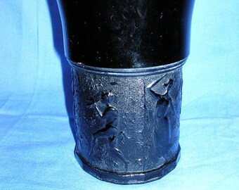 L.E. Smith Black Amethyst Glass Vase and Creamer Pitcher-Set of Two-1930's