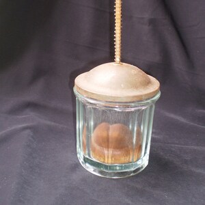 Antique Aqua Glass and Metal Food Chopper Jar by Uneek-1930&#39;s