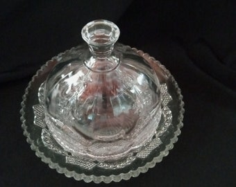 Antique Lead Glass Cheese Dish Server