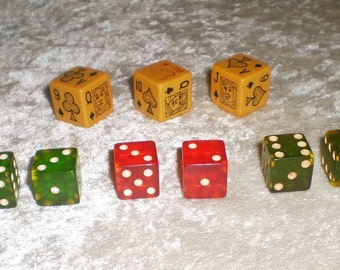Vintage Bakelite Poker Dice and Game Dice Set-1940's
