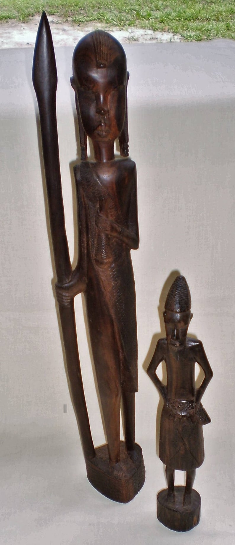 Vintage Carved African Ebony Wood Statues Set of Twofrom Etsy