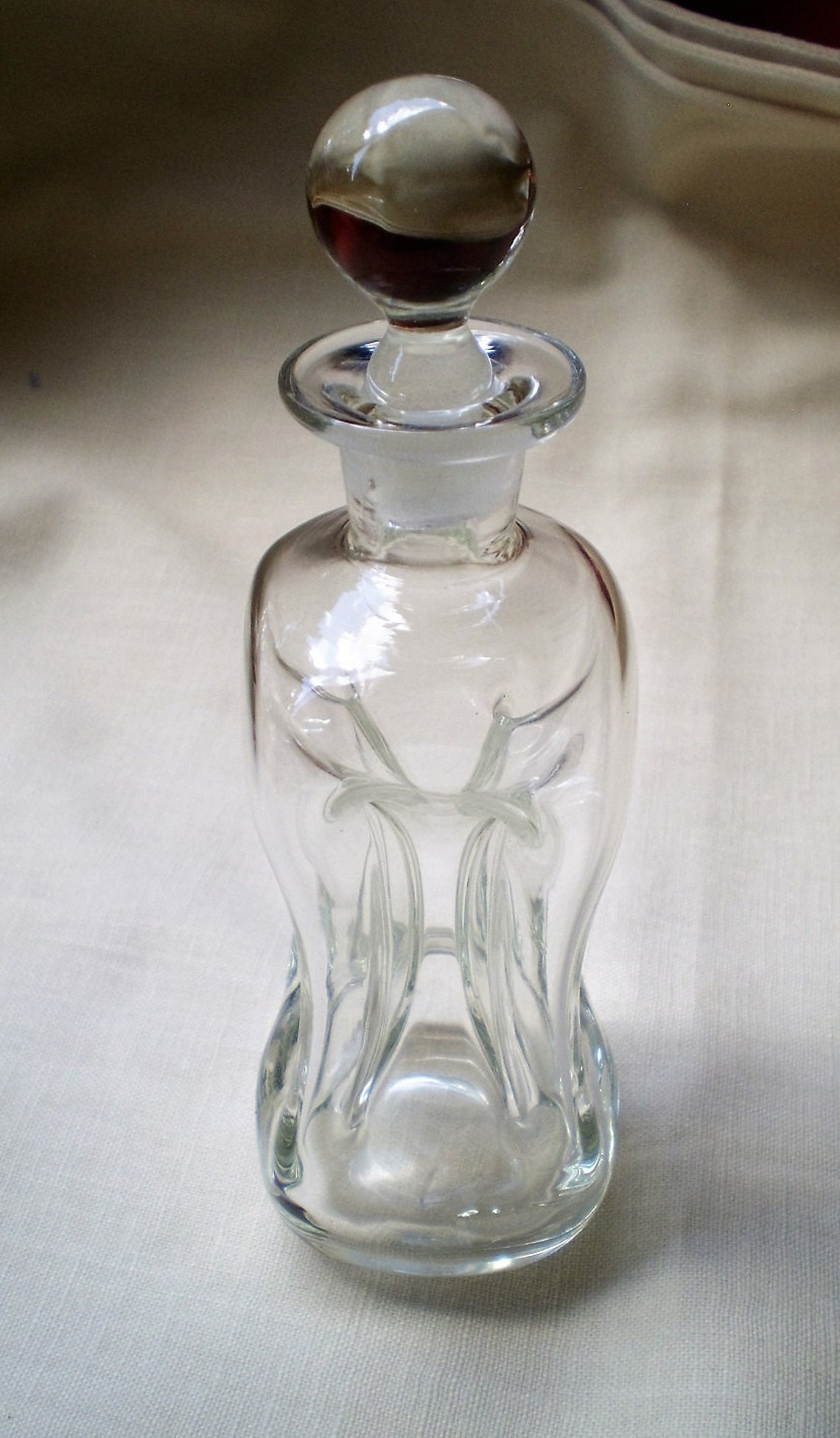 Antique Glass Vinegar Cruetshand Blown Glass With Ground Tops1940's