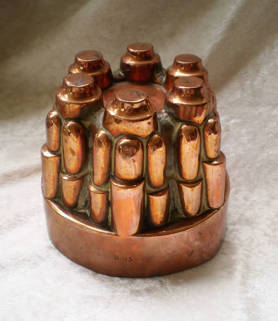 Antique English Copper Pudding Chocolate Mold Turret Design-1800's