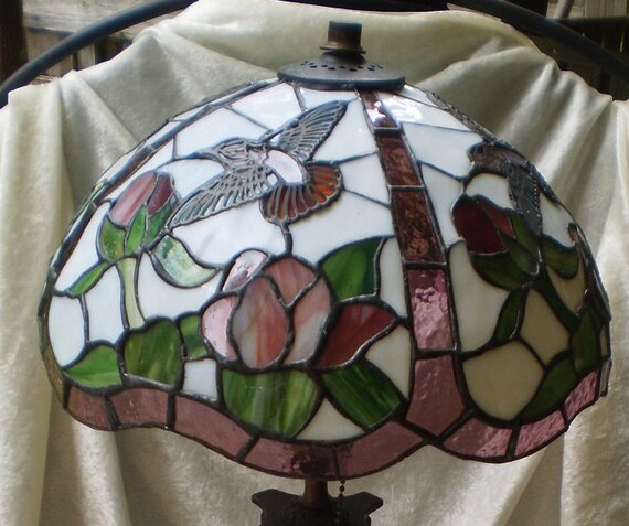 Vintage Stain Glass Hummingbird Lamp Shade 1960 S - Stained Glass Hummingbird Lamp Shade Vintage Stain Glass Hummingbird Lamp Shade 1960 S - Stained Glass Hummingbird Lamp Shade