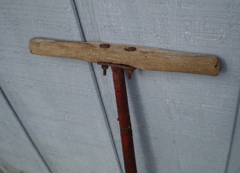 Antique Oak and Steel Push Mower Handle1920's Etsy