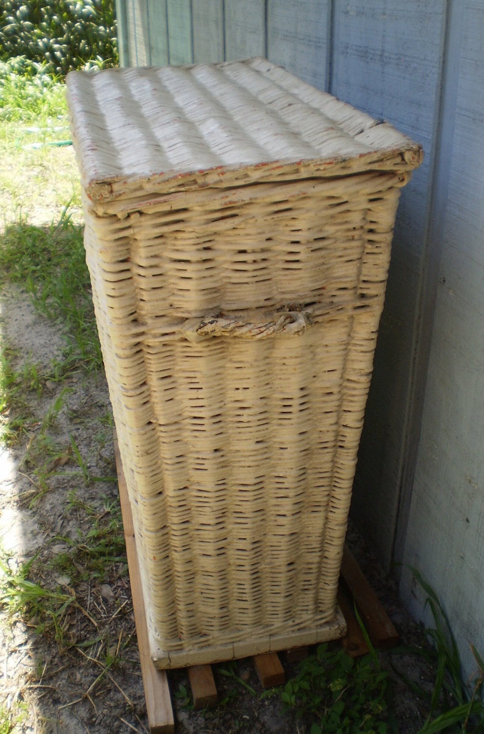 Antique Wicker Clothes Hamper With Swing Top and Side Etsy
