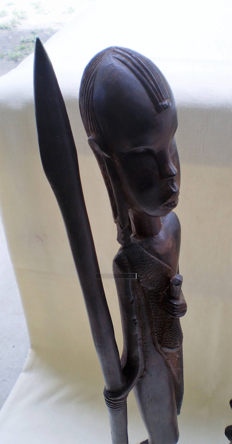 Vintage Carved African Ebony Wood Statues Set of Twofrom Etsy