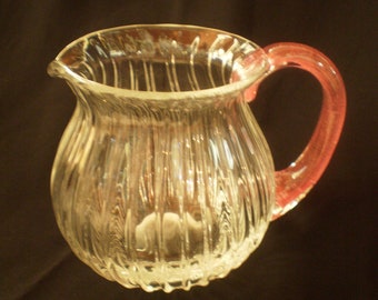 Vintage Ribbed Glass Amberina Pitcher-1950's