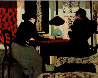 Édouard Vuillard 1942 engraving: "Deux Femmes sous la Lampe", Vintage Vuillard Print Gravure #UniqueGift of Exclusive Rare Art