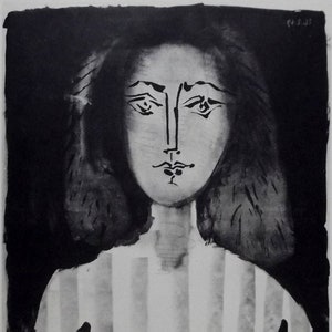 パブロ・ピカソ 1950 リトグラフ +COA。「Jeune Fille」 1949 ピカソ アートプリント。非常に希少なアートのユニークなギフトアイデア。限定プレゼント 送料無料