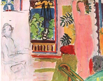 Matisse 1939 LITHOGRAPH +COA.Studio Interior,Classic Henri Matisse piece after 1936 work. Very Rare Art. Exclusive Unique Gift Shipped FREE