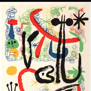 Miró Lithograph 1972 Listed Mourlot 97, Litógrafo. Unique Gift,   Joan Miro Print from Limited Edition. VERY RARE ART. Exclusive present