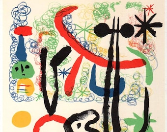Miró Lithograph 1972 Listed Mourlot 97, Litógrafo. Unique Gift,   Joan Miro Print from Limited Edition. VERY RARE ART. Exclusive present