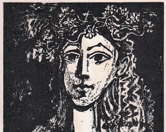 PABLO PICASSO 1956 Lithograph +COA after Jeune fille, 1949 Picasso Exclusive Art Print. Unique Gift Idea of Very Rare Art. Exclusive Present