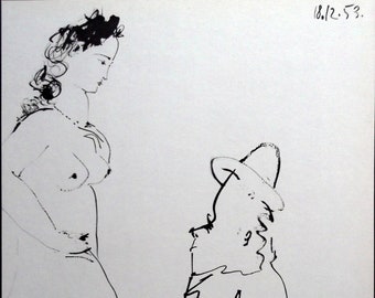 PICASSO Gravur Datiert 1953 w/COA. EINZIGARTIGES Geschenk von seltener Kunst, Pablo Picasso seltener Kunstdruck. Etwas ganz anderes. Kostenloser Versand