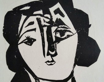 PABLO PICASSO 1950&#39;s Lithograph +COA after Tête de femme (1945). Exclusive Vintage Picasso Print as present, Unique Gift Idea Very Rare Art