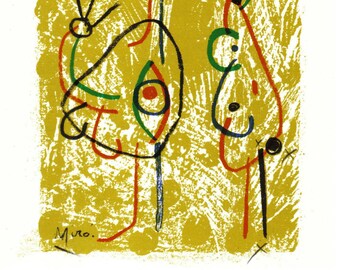 Joan Miró Lithograph 1972 Listed Mourlot 91, Litógrafo. Exclusive Gift, Miro Print from Limited Edition. VERY RARE ART. Unique present