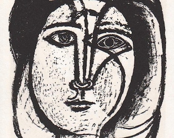 PABLO PICASSO 1956 Lithograph COA Tête de femme 1945 Picasso Print Extremely Rare Art. Unique Gift Idea Very Rare Art. Free Shipping