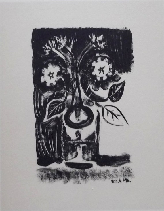 Pablo Picasso、Verre et vase de fleurs