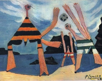 PABLO PICASSO 1946 Lithograph w/COA, Dinard (aka: On the Beach), 1928. Picasso Rare Art Print. #UniqueGift Idea of Rare Vintage Art