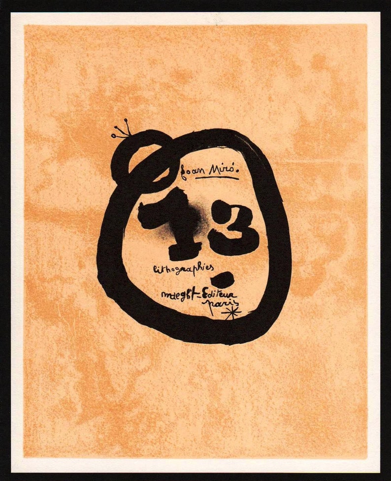 Joan Miró Lithograph 1972 Listed Mourlot 71, Litógrafo, Cubierto, Miro Print Limited Edition RARE ART. Free Shipping. exclusive unique gift image 1