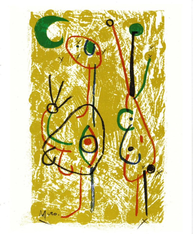 Joan Miró Lithograph 1972 Listed Mourlot 91, Litógrafo. Exclusive Gift, Miro Print from Limited Edition. VERY RARE ART. Unique present image 1
