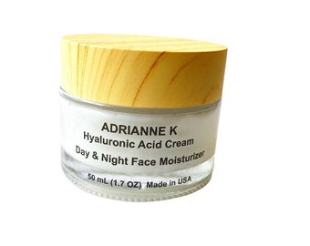 ADRIANNE K Hyaluronic Acid Day and Night Moisturizer. Anti Aging Face Cream with Organic Ingredients, 1.7 oz, Made in USA