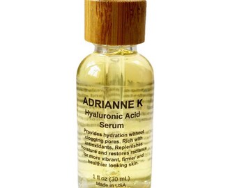 ADRIANNE K Hyaluronic Acid Face Serum, Anti-Aging Hydration Treatment with Antioxidants. No Parabens. Cruelty Free. 1 fl oz. Made in USA