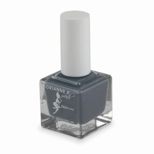 Nontoxic Nail Polish, ADRIANNE K Charcoal, Dark Gray, Chloe, .51 Fl Oz. Glossy. Vegan & Cruelty Free. Gluten Free