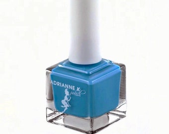 ADRIANNE K, Nontoxic 10-Free Turquoise Blue Nail Polish, Tutu! .51 fl oz, Vegan. Shiny